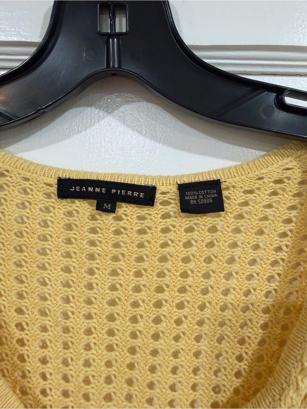 JEANNE PIERRE Yellow Open-Knit V-Neck Sweater - Picture 2 of 8